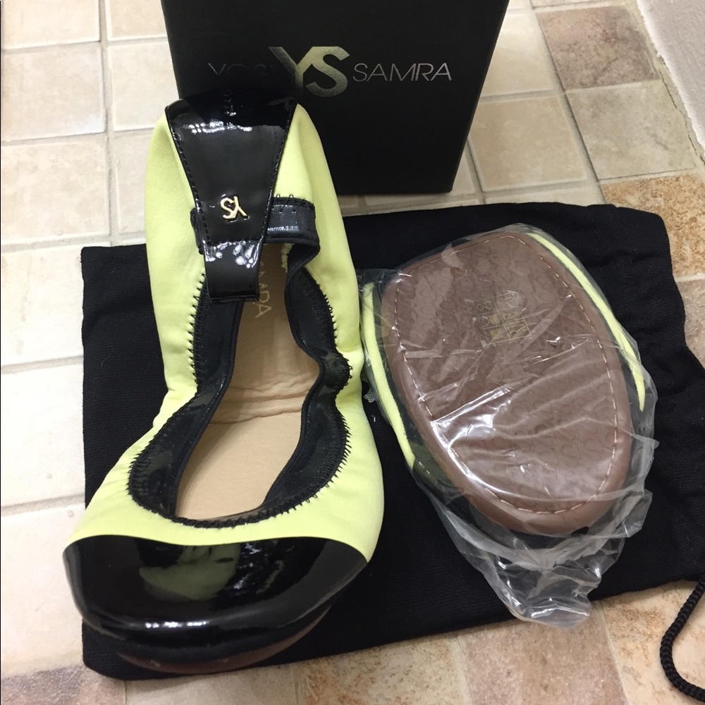Yosi Samra foldable flats, in Limette/Black
